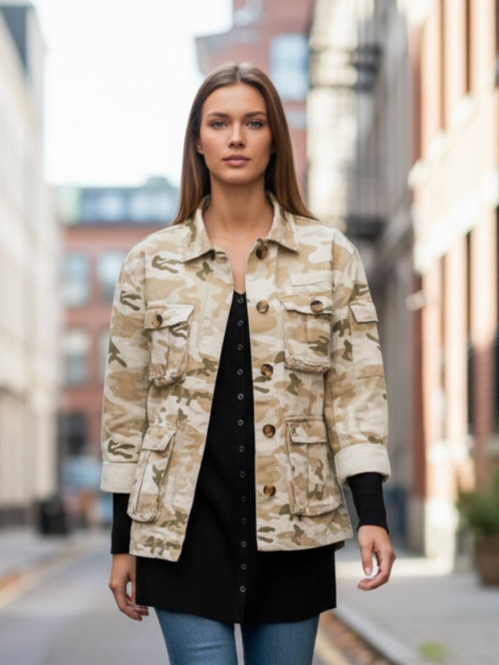 NWT Bershka natural camo army jacket in beige